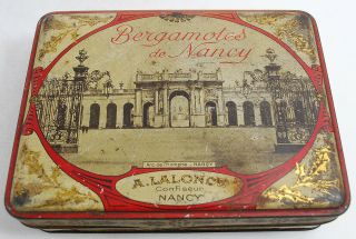 Vintage Bergamotes De Nancy Chocolat Macaons A.  Lalonde Tin