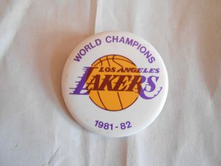 Vintage Nba Los Angeles Lakers Basketball Team World Champions 198 - 82 Pinback