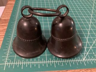 Vintage,  Brass,  Double Bells Handbell Storefront Chime Noah Bells Made In India