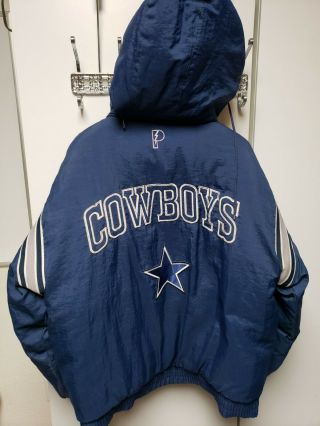 Vintage Pro Player Dallas Cowboys Full Zip Jacket Men ' s Large w/ Hood 90 ' s 2