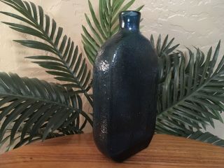 Vintage Mid Century Blenko Wayne Husted Aqua Blue Bird w/ Flower Bottle 3
