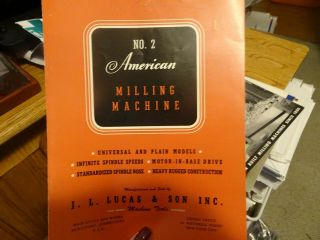 Vtg 1945 Lucas No.  2 American Milling Machines Brochure