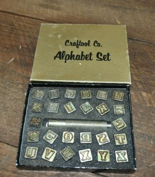 L1084 - Vintage Craftool Co / Tandy Alphabet Leather 1/2 " Stamp Set 8130