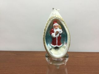 Vintage Diorama Santa Italy Glass Christmas Ornament 5 - 1/2 " Tall
