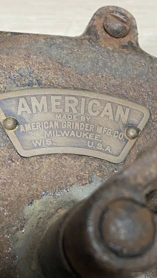 Vintage American Grinder Mfg Co Hand Crank Bench Grinder 2