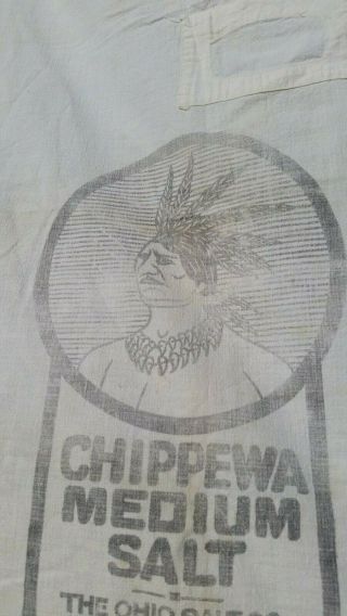 Vintage Chippewa Granulated Salt Cloth Bag - 100 Pound Wadsworth Ohio