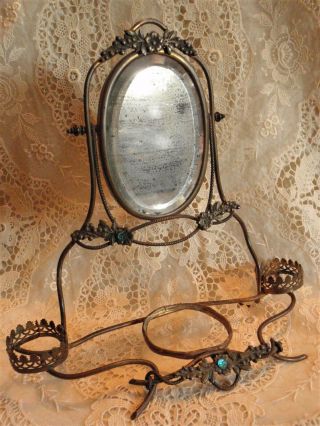 Antique French Ormolu Victorian Perfume Vanity Shaving Mirror Restore Repurpose