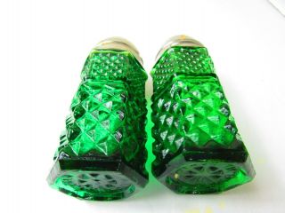 Vintage Emerald Green Glass 4 Inches Tall Salt & Pepper Shakers