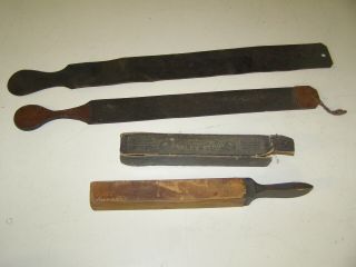 Antique Barber Shop Old Rough & Ready Tablet Strop W/ Orig Box Plus Two Leather