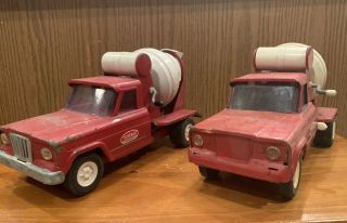 2 Vintage Metal Tonka Toy Trucks | Red Jeep Truck Cement Mixers