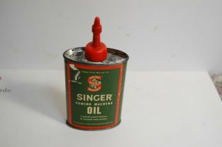 A6 Vintage Oil Can Plastic Top Singer Sewing Machine Oil 3 Oz Can