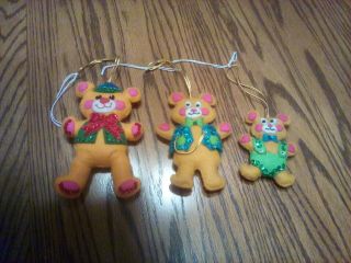 Vintage Handmade Bucilla Felt & Sequin Christmas Ornaments – 3 Bears