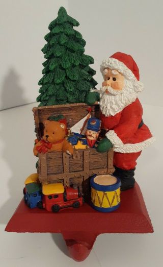 Vintage 1996 Christmas Tree Santa Toy Chest Stocking Holder Hanger