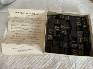 Vintage Anagrams Game ‘Embossed Edition’ by Selchow & Righter No.  79 w/ 85 Tiles 2