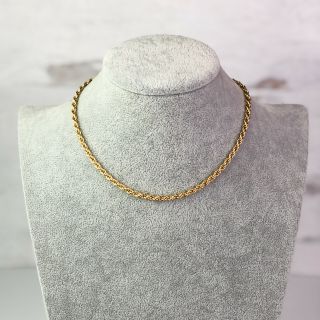 Vintage Monet Gold Tone Twist Chain Rope Choker Necklace Signed Dainty 14 1/2 "