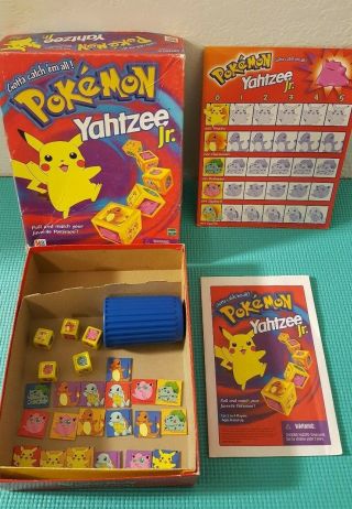 Pokemon Yahtzee Jr.  Board Game - Milton Bradley - Vintage 1999 - Missing 1 Token