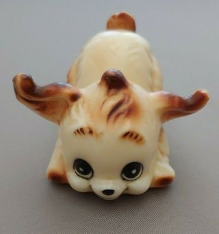 Vintage Cute Little Porcelain Puppy Dog Figurine Playful Crouch