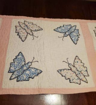 Vintage 30 ' s Cutter Quilt Piece Applique Butterfly Prim 17.  5x57 3