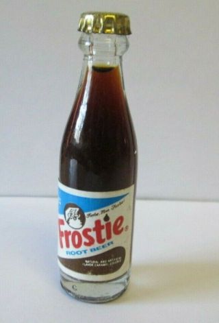 Je Vintage Frostie Root Beer Miniature Soda Bottle Paper Label