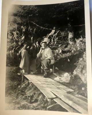 Vintage Photo Man Sitting In Outdoor Outhouse Pants Down