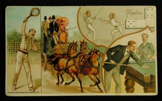 Vintage Victorian Trade Card,  Arbuckle Bros,  York City,  French Sports