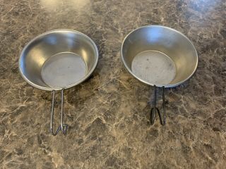 2 Vintage Camping/military Cookware Small Pans.  1 Made Usa And 1 Made Taiwan