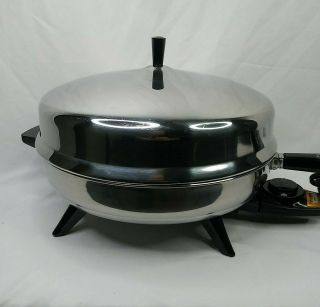 Farberware Electric Fry Pan Skillet Stainless Steel Round 12 Vintage 310