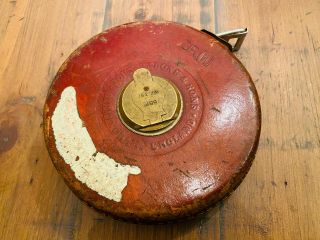 Vintage Rare John Rabone & Sons B.  R.  (w) Leather Tape Measure 66 Ft England