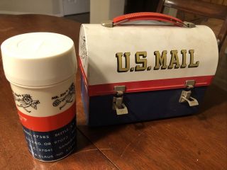 Vintage 1960s Aladdin Us Mail Lunch Box With Thermos