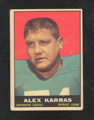 Vtg 1961 Topps Football Alex Karras Card 35 (hof) Vg - Ex Cond Orig Owner