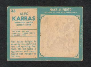 Vtg 1961 Topps Football Alex Karras Card 35 (HOF) VG - EX Cond Orig Owner 2