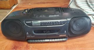 Vintage Sony Cfd - 110 Mega Base Boombox Dual Tape Cd Radio Portable