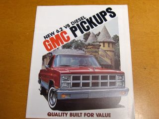 Vintage 1982 Gmc Pickup Trucks Factory Color Dealer Brochure