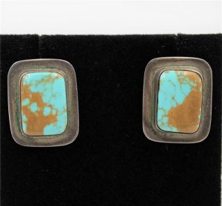 Navajo Signed Morningstar Vintage Sterling Silver & Turquoise Earrings