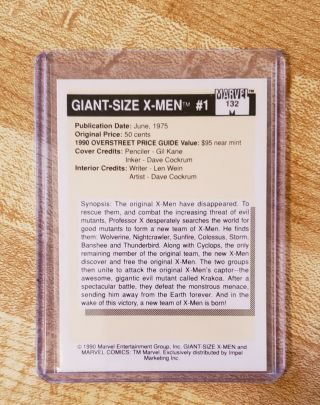 Giant - Size X - Men 132 M.  V.  C.  Card 1990 Marvel Universe Series 1 - Vintage 2