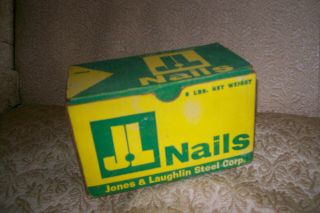J&l Steel Nails Box Vintage Collectible International Paper Company Carboard
