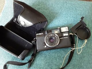 Vintage Minolta Hi - Matic Af2,  35mm Film Photo Camera Flash & Case