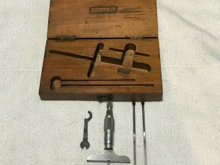 Vintage Starrett No.  449 Depth Micrometer with Wood Case 2