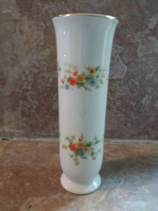 Vintage Lefton Hand - Painted Fine China Bud Vase With Floral Design,  7 "