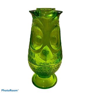 Vintage Viking Green Glass Owl Fairy Lamp
