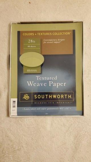 Southworth Textured Weave Paper Moss 28lb 23 Sheets Vintage 2002