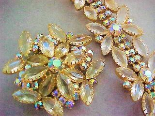 Vintage Juliana Iridescent and Clear Rhinestone Pin / Brooch and Bracelet 2