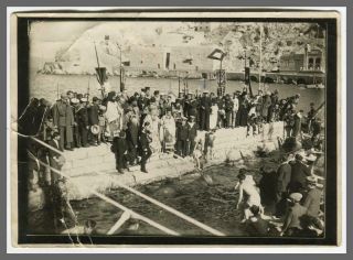 Greece Ydra Hydra 1921 Epiphany Celebration Port View Vintage Photo 13x18