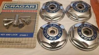 4 Vintage Chrome Cragar Rim Mag Wheel Center Caps And Nos Hardware