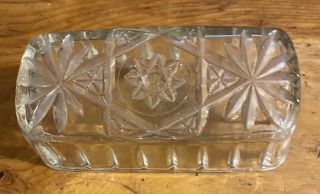 Vintage Crystal Cut Clear Covered Butter Dish Replacement Lid Only Pattern Glass