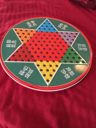 Vintage Chinese Checkers Game With 60 Marbles Roune Metal,  Made In Japan