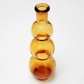 Vintage Mid Century Style Art Glass Amber Bubble Bud Vase - 7 "