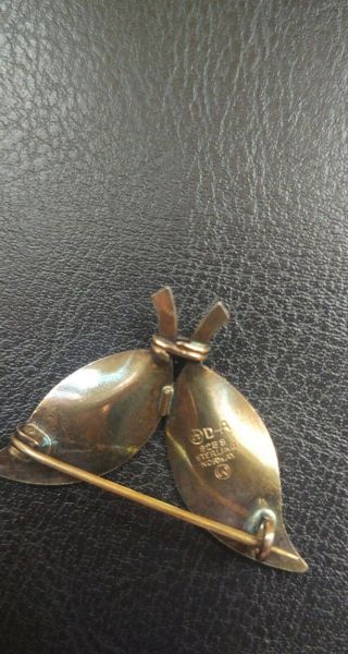 David Andersen 925 Sterling Silver Enamel Leaf Pin Brooch DA Norway Vintage 3
