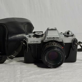 Vintage Minolta Xg - M 35mm Slr Film Camera W/ 50mm 2.  0 Lens & Leather Case
