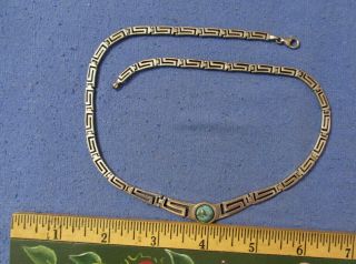 Vintage Southwest Style Sterling Silver & Turquoise Necklace 17 1/2  29 Grams